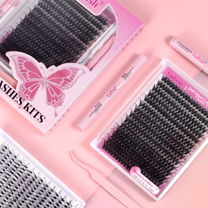 Thiết kế mới 10D 20D 30D 40D cụm cá nhân lụ<span class=keywords><strong>a</strong></span> Fluffy người hâm mộ Knot miễn phí lông mi DIY Lash kit phân khúc lông mi DIY Lash mở rộng - Product Image 2