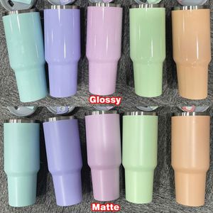 Custom logo Stainless Steel Travel Mug H2.0 Blank Sublimation Glossy Matte <b>Macaron</b> 40oz Tumbler With Handle and Straw - Product Image 3