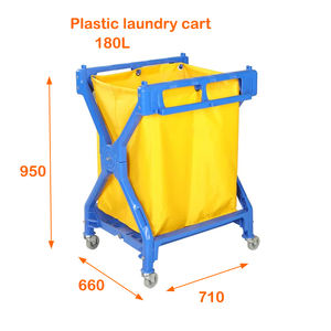 Chariot de nettoyage pour hôtel à 4 roues en plastique de 180 L pour les fournitures de restauration - Product Image 2