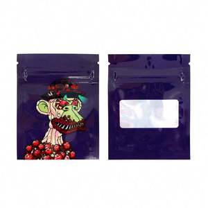 Sacs en mylar recyclables de 3.5 grammes résistants aux enfants avec gravure personnalisée et odeur avec fermeture à glissière sur le dessus et la fenêtre - Product Image 4