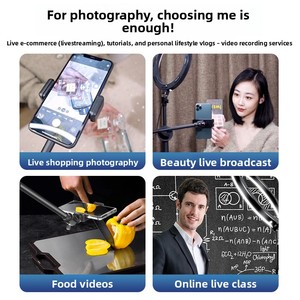 Support de prise de vue professionnel pour bureau avec éclairage <span class=keywords><strong>d</strong></span>'appoint pour diffusion en direct, support anti-tremblement pour téléphone et selfie pour influenceurs - Product Image 5