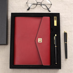 ชุดสมุดโน้ตระดับพรีเมียมสำหรับสำนักงานธุรกิจ ปกสมุดโน้ตแบบสามพับหนังเทียมสั่งทำพิเศษ กล่องใส่สมุดโน้ตแบบถอดได้ ขนาด A5 พร้อมซองใส่สมุดโน้ต - Product Image 1