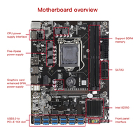 Placas base B250C 12, placa base B250C CPU RAM PC Gamer 12 USB3.0 PCIE 16X, tarjeta gráfica de escritorio