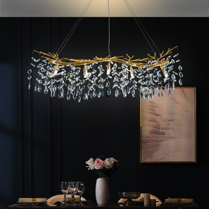 Decoración del hogar Lámpara colgante de oro Sala de estar Arte moderno Led Raindrop Crystal Leaf Chandelier - Product Image 5