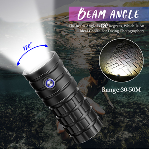 Mạnh Mẽ Dưới Nước Nhiếp Ảnh Đèn Pin Công Suất Cao Có Thể Sạc Lại Trắng Vàng Xhp50 Lặn Video Điền Ánh Sáng - Product Image 2
