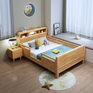 Lit enfant moderne en bois massif minimaliste / Lit simple pour étudiant avec rangement et barrière de sécurité, écologique, gain de place, tailles 1,0m et 1,5m - Product Image 2