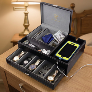 Plateau <span class=keywords><strong>de</strong></span> rangement <span class=keywords><strong>de</strong></span> luxe créatif en cuir pour homme, organisateur <span class=keywords><strong>de</strong></span> clés et montres, boîte à bijoux, plateau <span class=keywords><strong>de</strong></span> chevet - Product Image 1