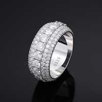 Bague Bande Diamant Couverte de Moissanite VVS Pavée en Argent Sterling 925, Style Hip Hop, Cadeau de Mariage et de Fiançailles pour Homme