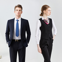 En stock – Ensemble de costume unisexe en fausse laine, personnalisable avec logo, formel, 2 pièces (blazer et pantalon/jupe) pour adultes, anti-plis et respirant