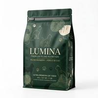 Sac d'emballage personnalisé pour aliments pour animaux de compagnie, 1 kg, 5 kg, 10 kg, fond plat, soufflet latéral, fermeture éclair quadruple, sac en Mylar pour le stockage d'aliments pour chats et chiens