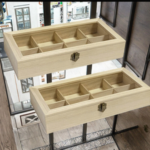 Boîte à Bijoux et à Petites Préciousités Rectangulaire en Bois de Pin Recyclé avec Couvercle en Verre, Style Rustique, Durable, Multifonction, Capacité 3-6L, Idéale pour Présenter et Offrir - Product Image 3