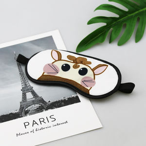 カスタム印刷されたサテンとポリエステルかわいい動物のデザイン白いシェーディング軽いアイマスク睡眠用太陽のための弾力性EU標準 - Product Image 4