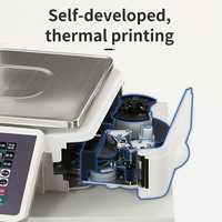 Mesin Kasir Digital Komersial dengan Timbangan, Antarmuka Barcode, Bahan ABS+Stainless Steel, Kapasitas 30kg, Akurasi 1g, OEM