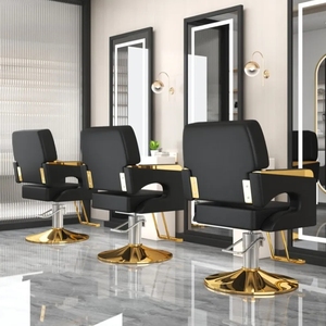 Fauteuil de salon de coiffure haut de gamme, pivotant et réglable en hauteur, en acier inoxydable noir, siège de barbier pour hommes - Product Image 5