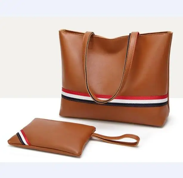 2pcs Set Brown Shoulder Bag with Purse Women Tote Bag for Daily Work