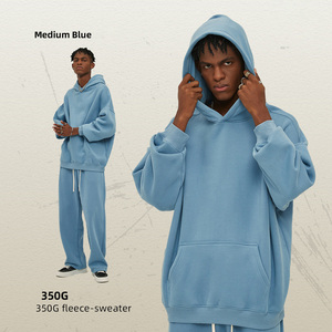 Custom Embroidery Print Solid Hooded Heavyweight 350gsm High Quality Designer Cotton <b>Pullover</b> Fleece Oversize Unisex <b>Men</b> - Product Image 1
