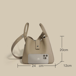 Bolso Bandolera Minimalista Coreano <span class=keywords><strong>de</strong></span> Cuero Genuino para Mujer, Bolso <span class=keywords><strong>de</strong></span> Hombro Pequeño <span class=keywords><strong>de</strong></span> Piel Vacuna Suave, Elegante Bolso Mensajero Femenino, MOQ Bajo - Product Image 2