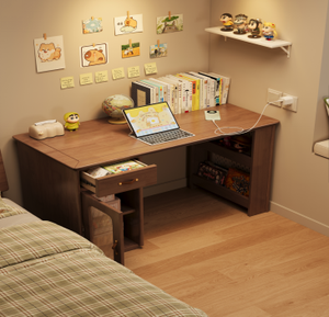 Wood Computer <b>Desk</b> with Drawer and Storage Shelf for Home Office <b>Study</b> Furniture Set - Product Image 4
