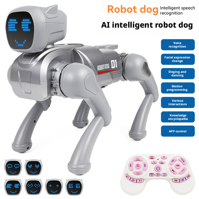 Tengyan Kids Educational AI Plastic Electric Robot Dog Toy Voice Recognition LED Face Expressions APP Sing Dance Programmable