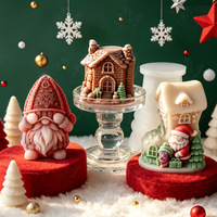 Moule en silicone de Noël J10-600 du fabricant, motif Père Noël et maison, pour bougies et savons, fournitures de fabrication artisanale, décoration intérieure