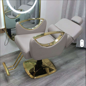 Modern Leather Seat Metal Frame Reclining Barber Chair with Hydraulic Pump and <b>Adjustable</b> Footrest-Commercial Salon Furniture - Product Image 6