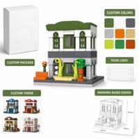 Set de Construcción de Bloques de Edificios Modernos con Techo Verde Personalizado, con Plantas y Banco, Juguetes Educativos para Niños para Ensamblar y Exhibir