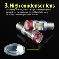 Bombilla LED GESLLA T20 2835 12V para Coche, Focos y A5 7443 7440 1157 Ba15s, Luz de Lectura de Puerta Amarilla de Silicona Canbus
