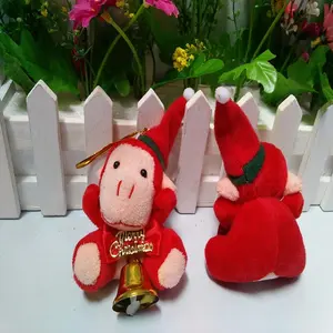 Mono de peluche con campana, juguete de Navidad de 6CM, venta al por mayor