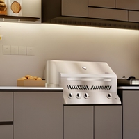 AXCELLENT Foshan Moderne 4m Maßgefertigte Outdoor-Kücheninsel 304 Edelstahl Modularer Grill Bar Aufbewahrung OEM Schwarz Matt + Holz