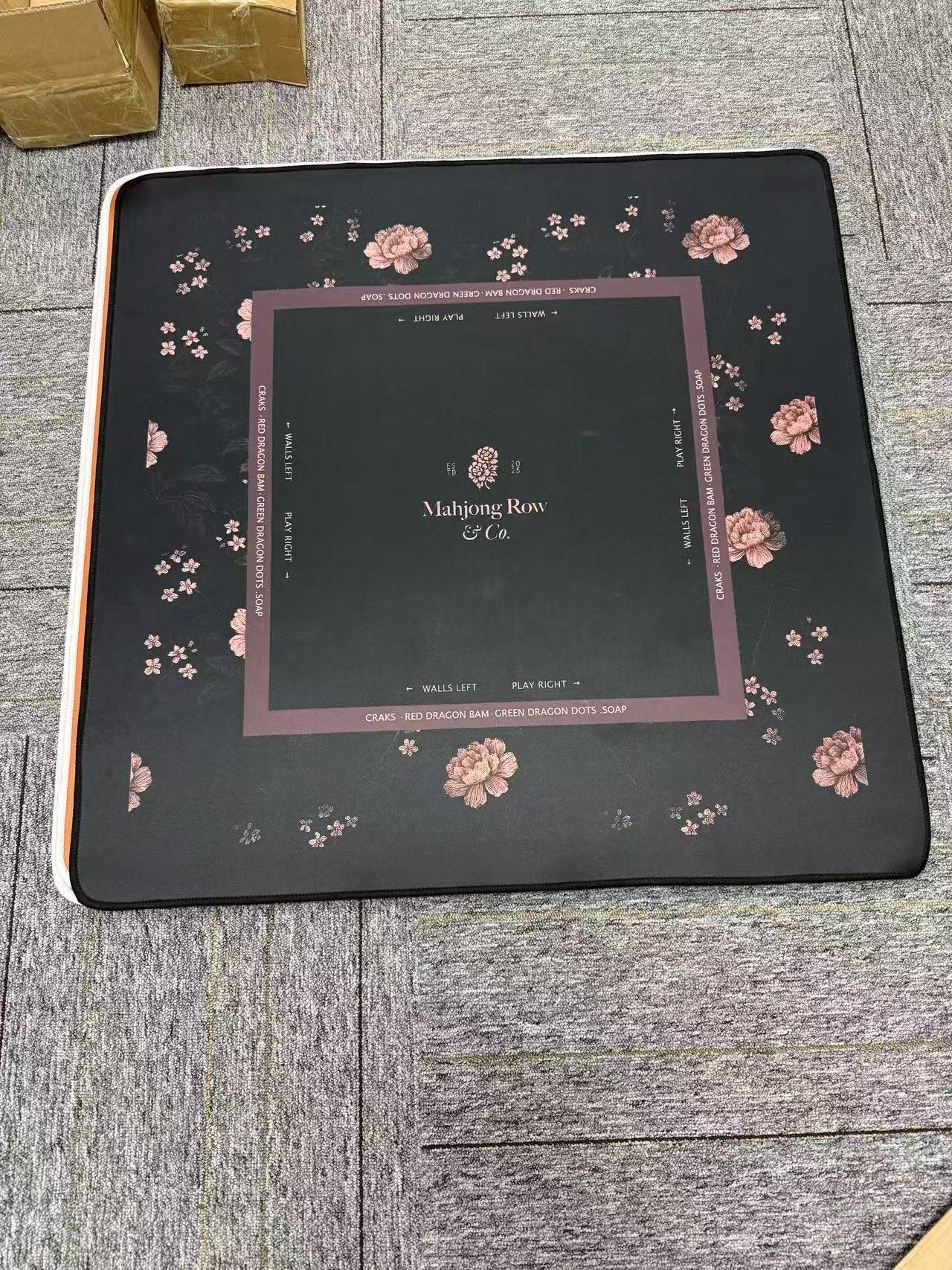 Vintage Black Base Dusty Pink Peony Floral Premium