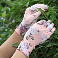 Sarung Tangan Berkebun Lapisan PU Liner Cetakan Bunga NMSAFETY OEM ODM