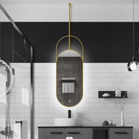 Art Mirror Modern Smart LED Stainless Sensor Switch Anti-Fog Dimmable Wall-Mounted Backlit Vanity Mirror with Touch Switch