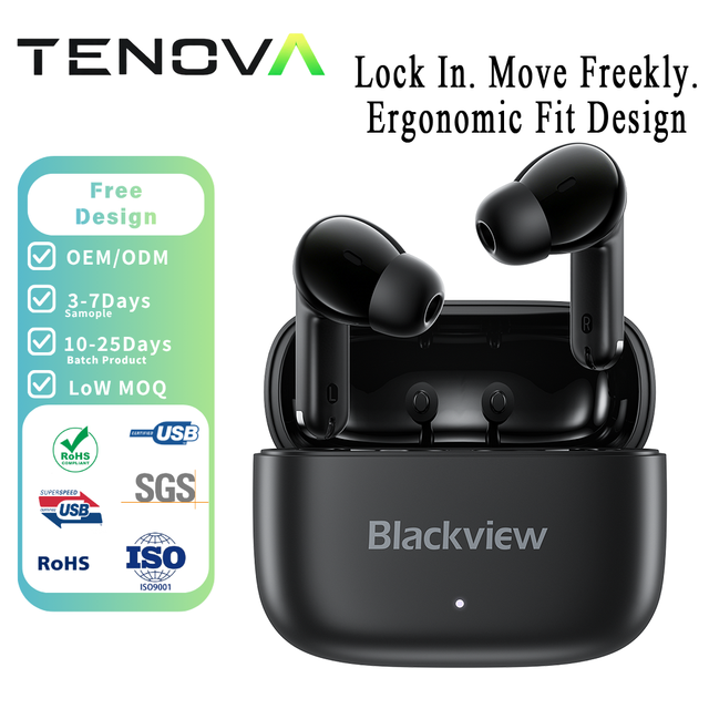 TENOVA Factory Airbuds16 TWS Wireless Earbuds Blackview BT 6.0 Earphones IPX4 Waterproof 30H Playtime Touch Control Earbuds