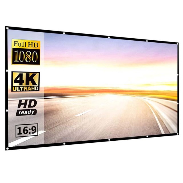 JAVES CE Certified Outdoor Foldable Wall-Mounted Matte White 120" 16:9 Projector Screen for Movies