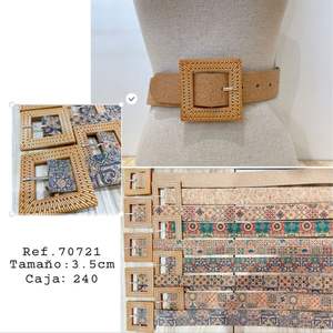 Cintura con fibbia quadrata in resina Gc Bark, larghezza 3,5 cm, cintura in tessuto stile bohémien per donne e ragazze - Product Image 3