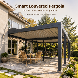 Pergola Bioclimatica in Alluminio Motorizzata con Lamelle Orientabili, Impermeabile, Resistente al Vento, Personalizzabile, Eco-Friendly per Esterni - Product Image 1