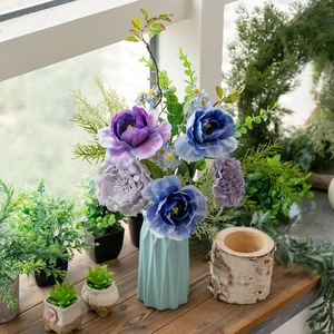 Bouquet de fleurs artificielles Azure Poetry en tissu tissé plastique pour mariage et décoration intérieure CF02097 - Product Image 1