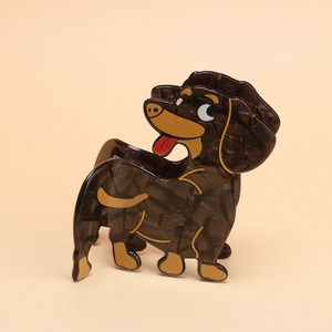 Pince à cheveux en PVC motif chien de dessin animé amusant, style européen et américain, noire, pour l'arrière de la tête, accessoires capillaires pour femmes - Product Image 5