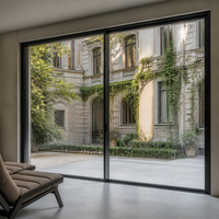 Fenêtres coulissantes en aluminium à rupture de pont thermique, style européen, isolation acoustique, verre trempé transparent à bordure étroite