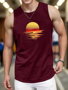 Chaleco de punto transpirable para hombre 2025, tamaño estándar con diseño de Amanecer y atardecer para un estilo informal - Product Image 5