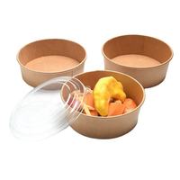 Bol à salade en papier jetable imprimé personnalisé de 50mm de haut avec séparateur couvercles en papier artisanal à paroi unique à l'intérieur des bols plateau séparé
