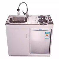 Cuisine extérieure multifonctionnelle Kingoda la plus vendue avec évier et réfrigérateur tout-en-un, compacte, portable, en acier inoxydable