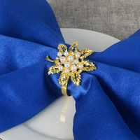 Anneau de serviette en fer style occidental, motif feuille creuse dorée, pour hôtel, banquet, décoration de table, porte-serviettes pour mariage et fête