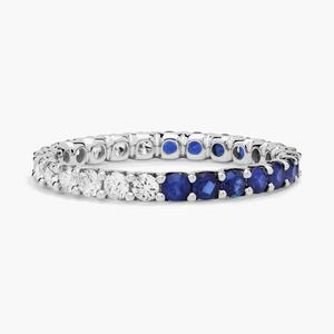 New Arrived Factory Jewelry 925 Sterling <strong>Silver</strong> <strong>Stacking</strong> <strong>Rings</strong> White And Blue Sapphire 2.5mm 3mm Eternity Band <strong>Ring</strong> - Product Image 1