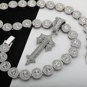 Export Quality 925 Sterling <b>Silver</b> Luxury Iced Out Diamond <b>Cuban</b> <b>Link</b> Necklace for Urban Casual Wear Export Price - Product Image 3