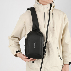 Fashion Men's Chest Bag Large Capacity Waterproof Crossbody Bag For Everyday Use Solid Color Letter Stitching Design - Product Image 3