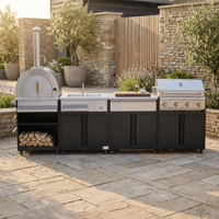 Cuisine d'extérieur en acier inoxydable 304 ignifuge de style européen avec gril à gaz Évier de cuisine extérieur modulaire durable et robuste