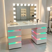 Table de toilette de luxe RGB avec port USB, tiroirs lumineux LED, miroir de maquillage et coiffeuse – Mobilier de chambre et d'hôtel