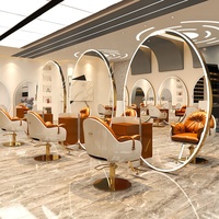 Miroir de salon de beauté LED double face pleine longueur pour station de coiffure et maquillage