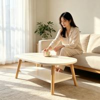 Table basse décorative, durable, écologique, minimaliste, moderne, avec plateau en MDF et structure en bois, avec rangement pour balcon et maisons compactes